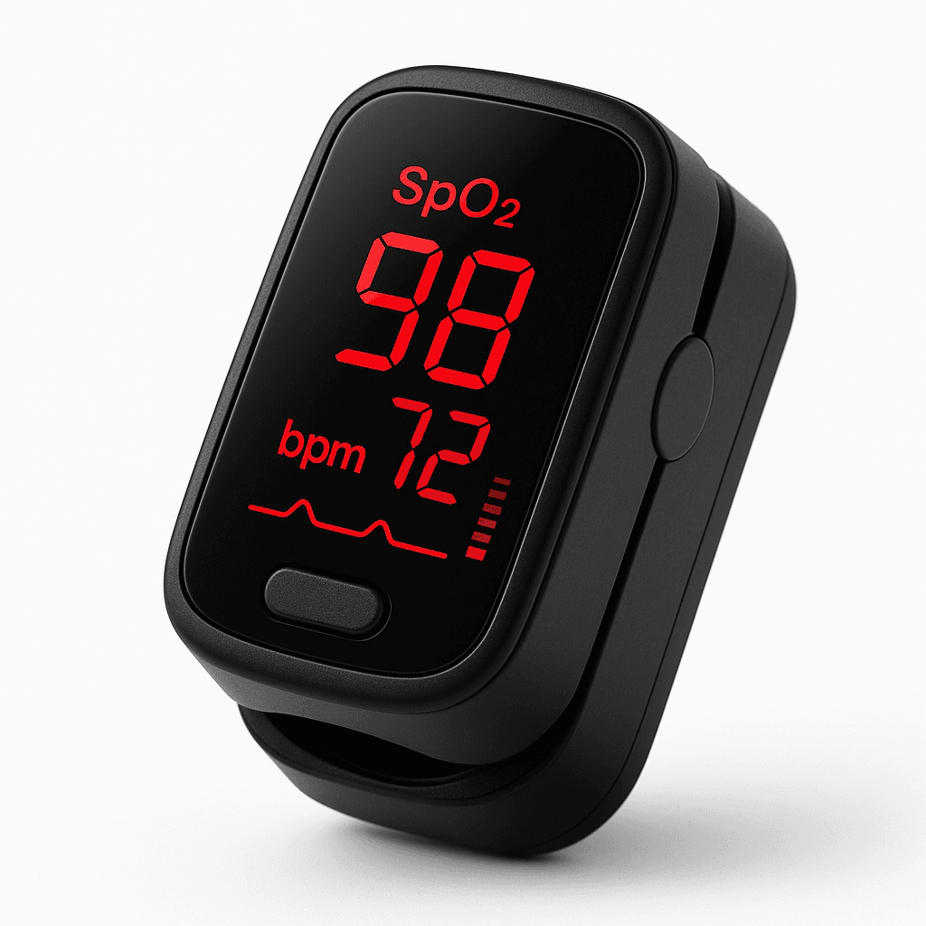 Portable pulse oximeter (illustrative image)